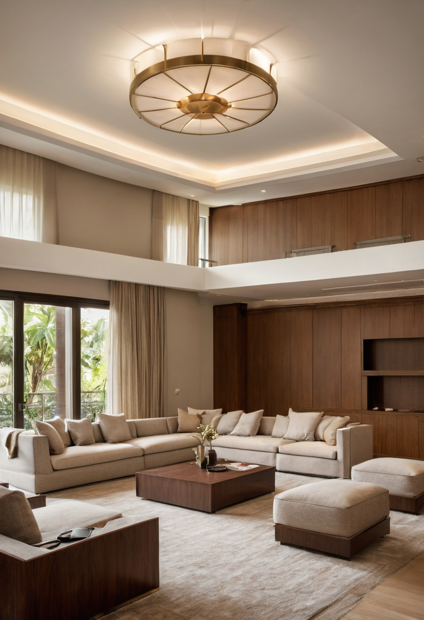 Luxury interior image showing Conversation zones in a large villa living room work when seat spacing is deliberately controlled