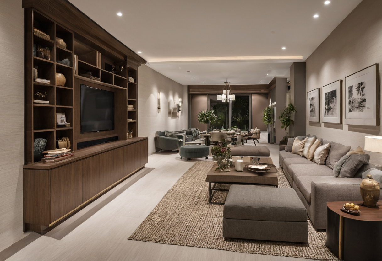 Luxury interior image showing Circulation in a villa salon needs primary routes, secondary routes, and service access