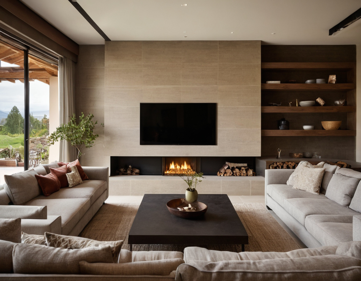 Luxury interior image showing Views, TV, and fireplace walls should be ranked before the sofa is ordered